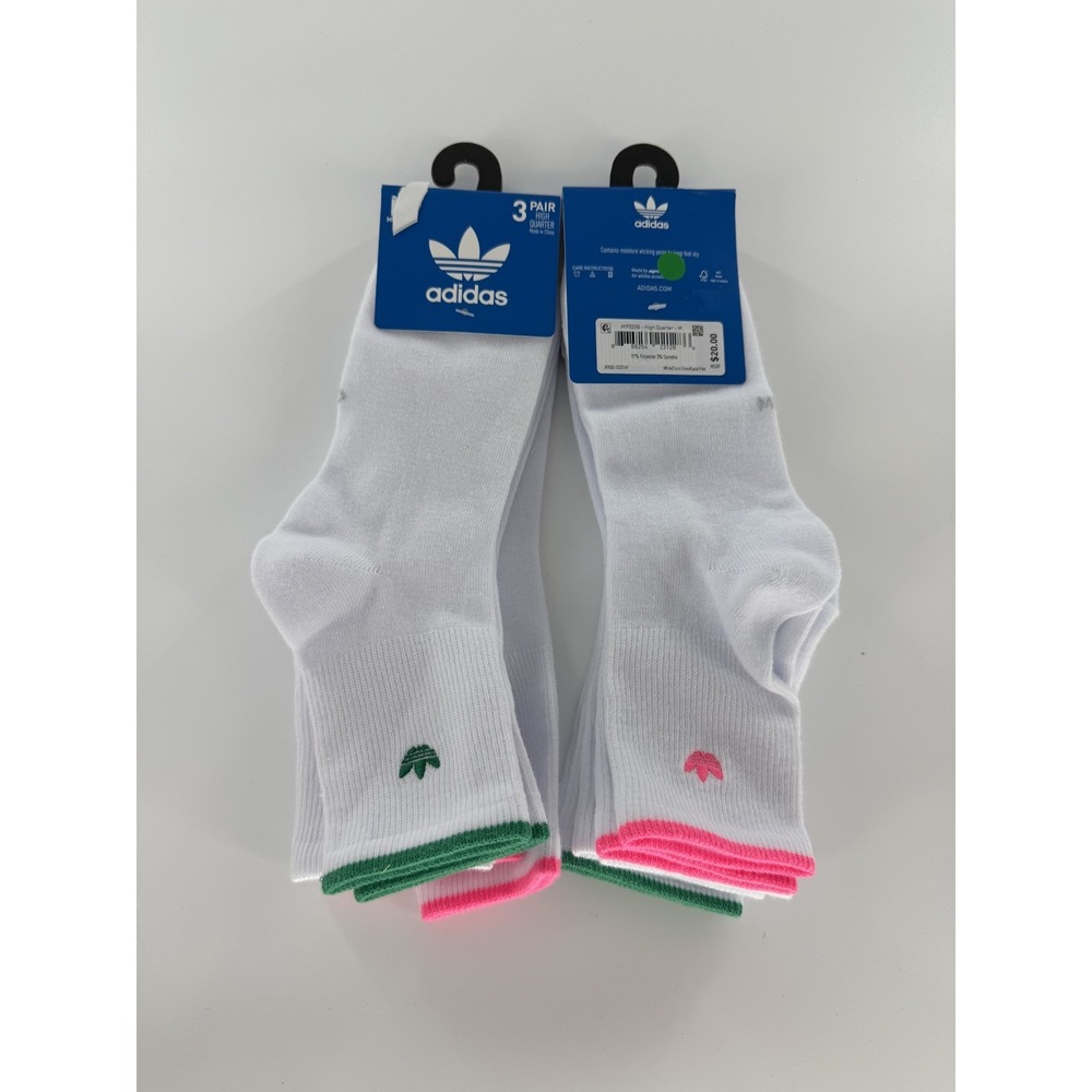Adidas Luna High Quarter Socks Size Large 6 Pairs New Womens 10-13 Mens 8-12 - Picture 2 of 4